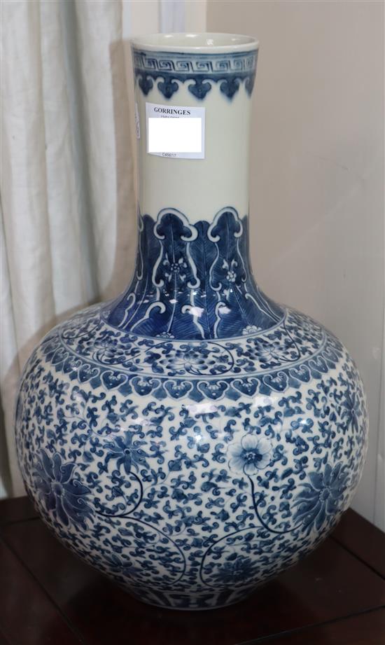 A Chinese blue and white vase